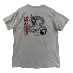 T&C Surf Designs Shirt Mens Large Gray Dragon Yin Yang Hawaii Tee T-Shirt Surf